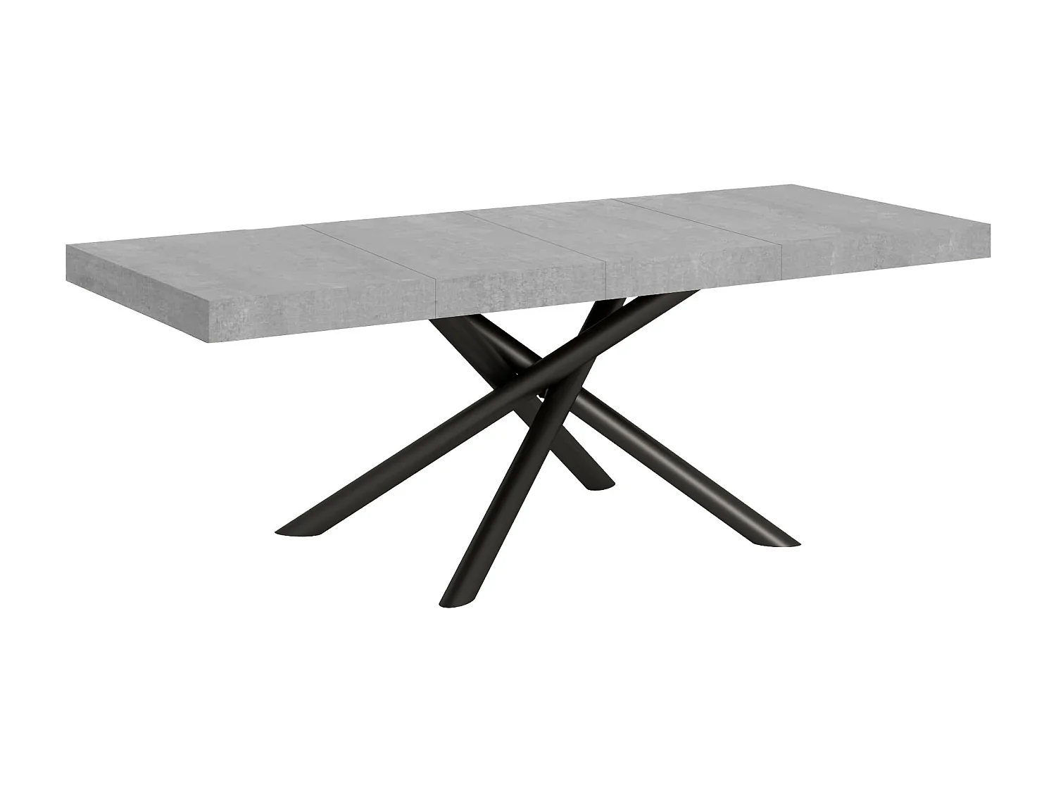 Design uitschuifbare tafel met afgeronde ineengestrengelde poten antraciet Zeus-Kleur Cementgrijs-Verlengsnoeren -Uitschuifbare breedte