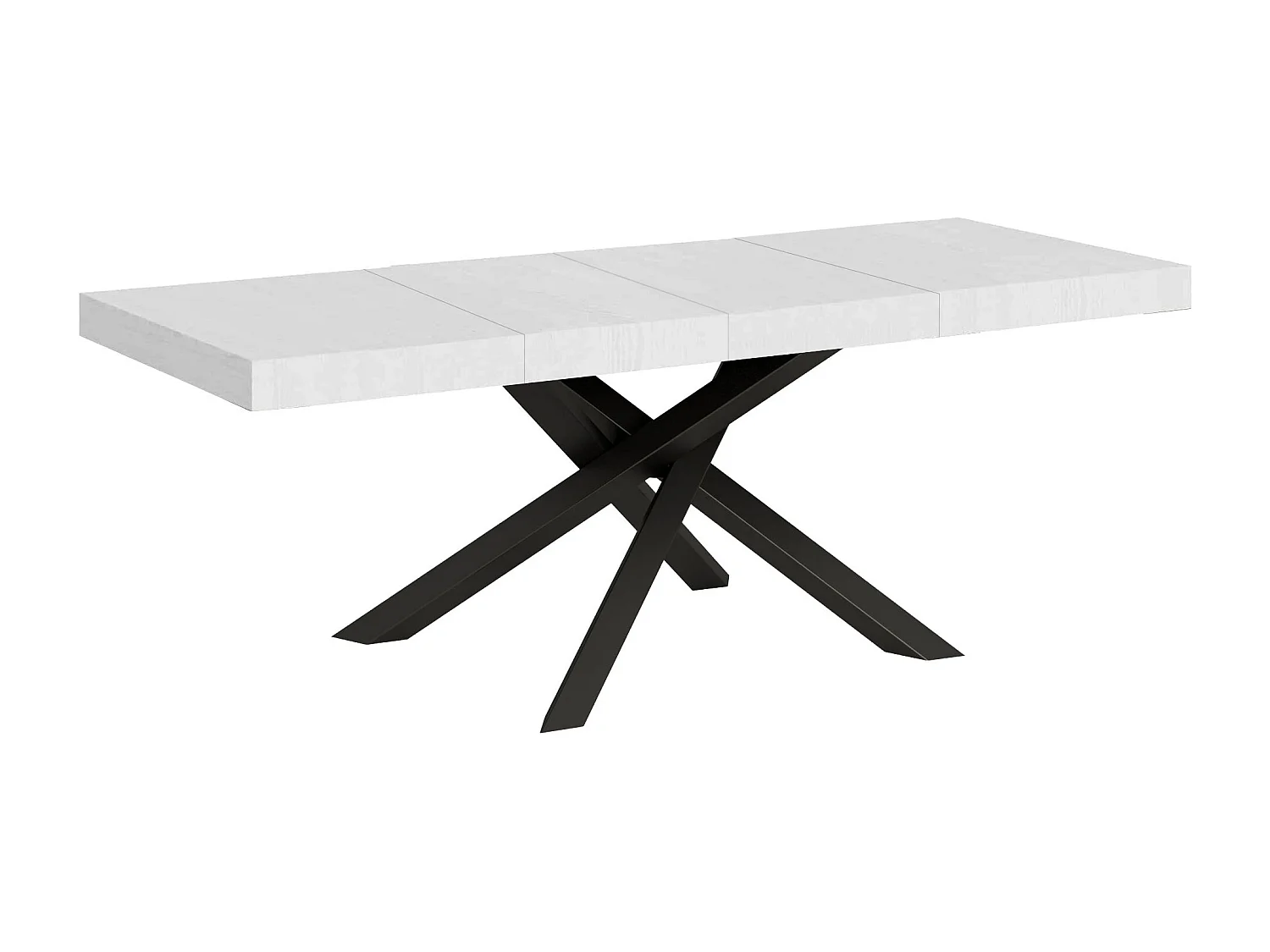 Design uitschuifbare tafel met antraciet verweven poten Artemis-Kleur Wit-Verlengsnoeren -Uitschuifbare breedte