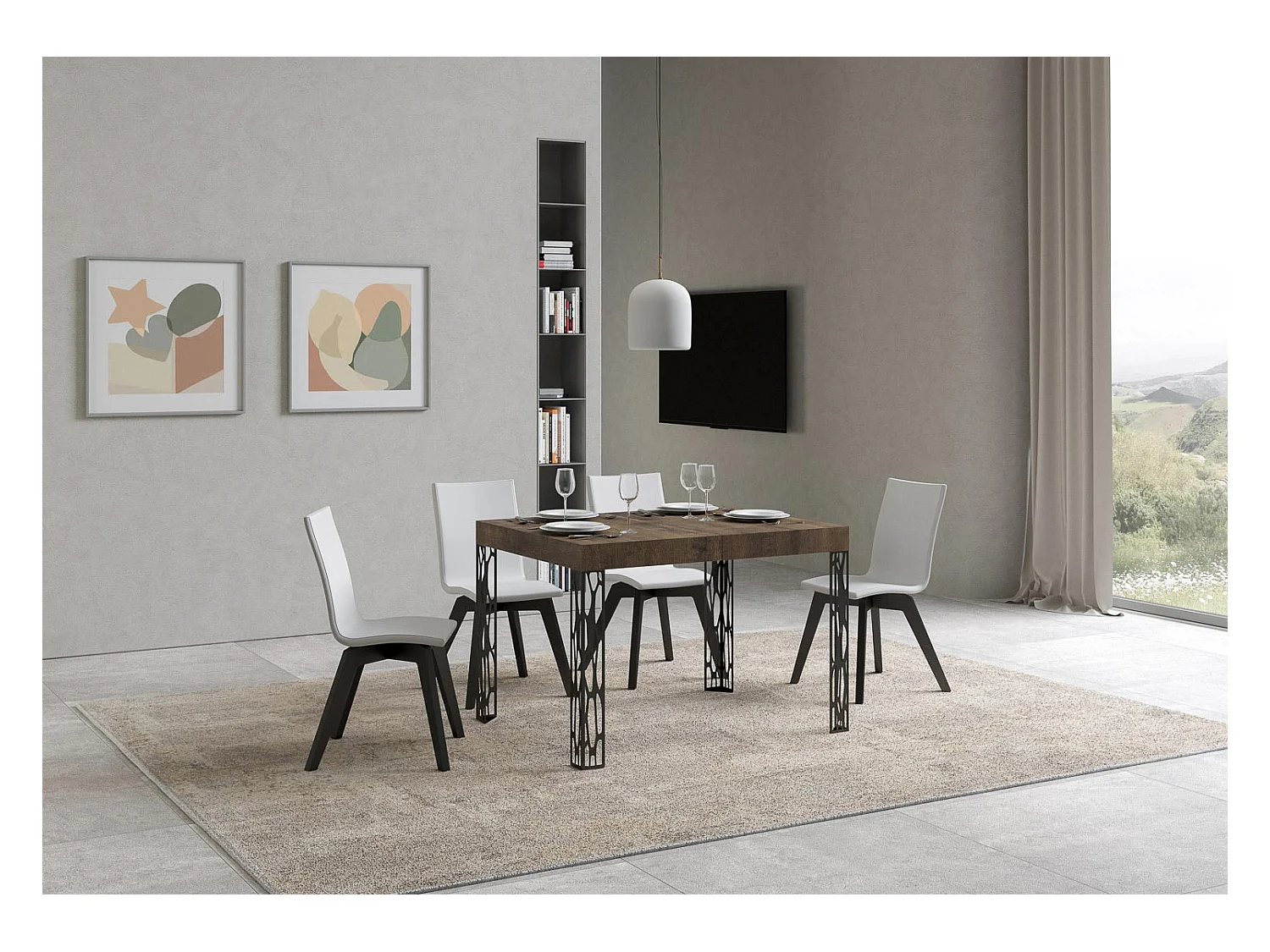 Table extensible 70x110/194 cm Ghibli Noyer cadre Anthracite