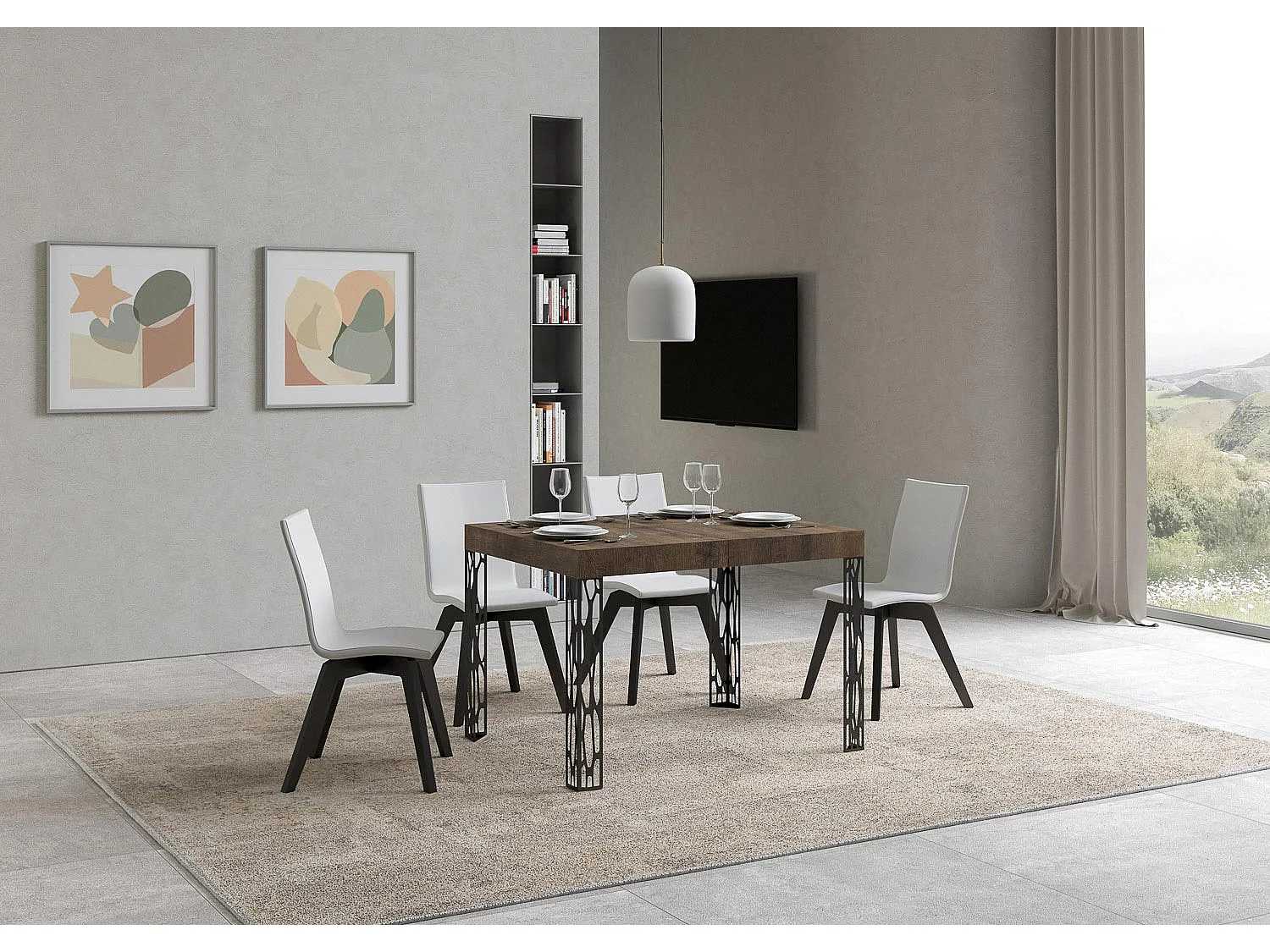 Table extensible 70x110/194 cm Ghibli Noyer cadre Anthracite