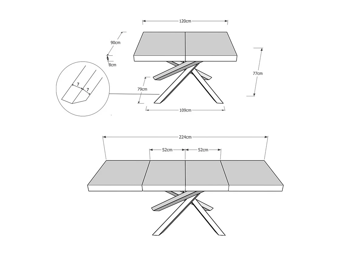 Table extensible 90x120/224 cm Volantis Premium Noyer cadre 4/B