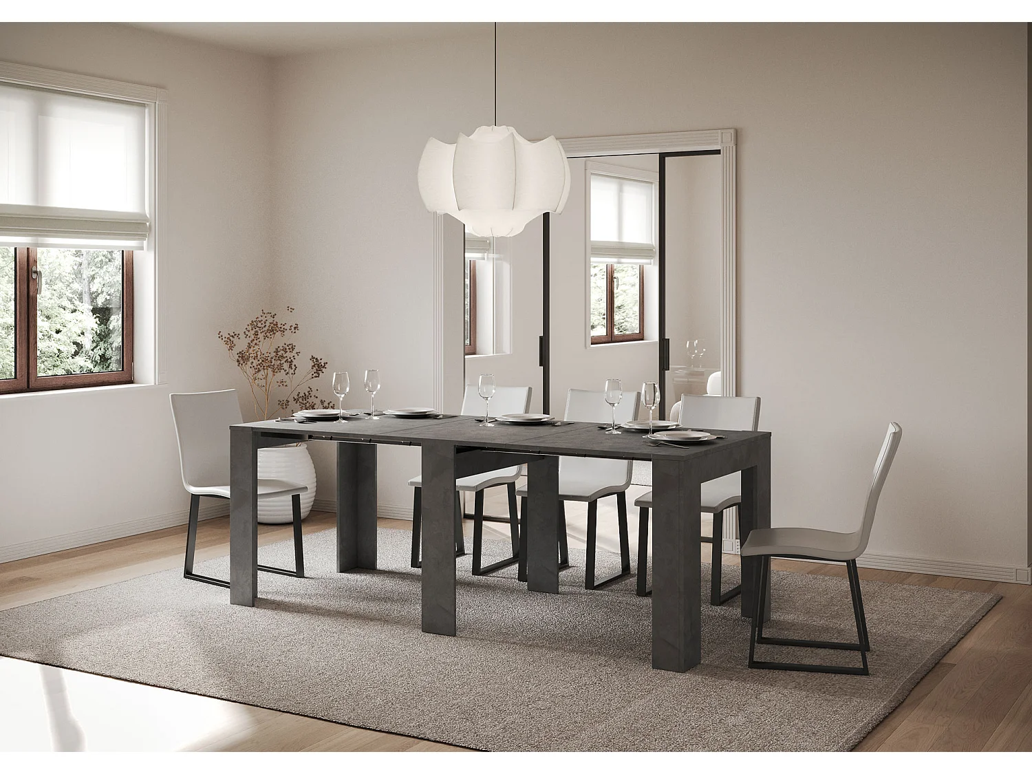 Consola extensible 90x25/181 cm Slick antracita espatulado