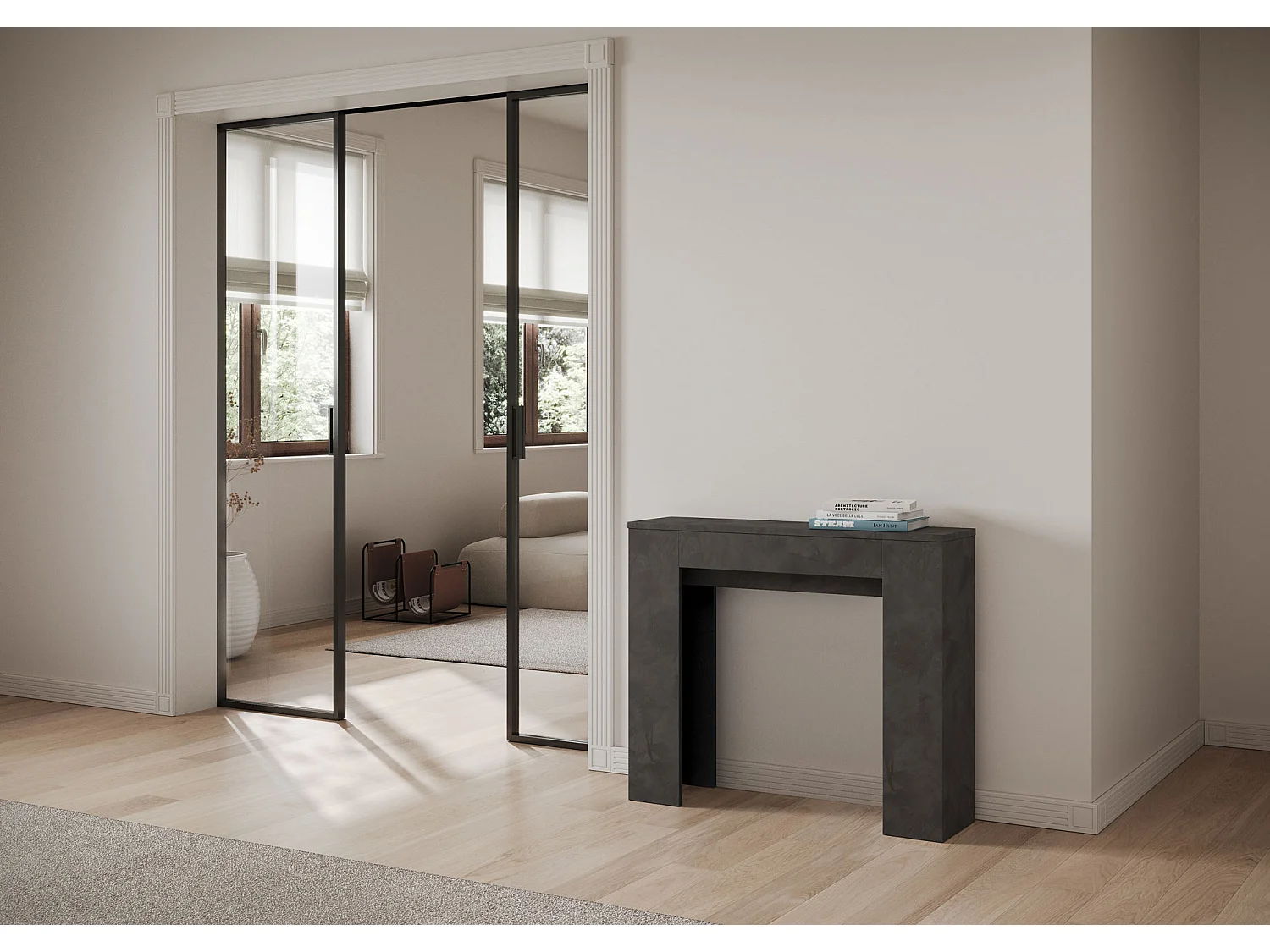 Console Extensible 90x25/181 cm Slick anthracite spatulé