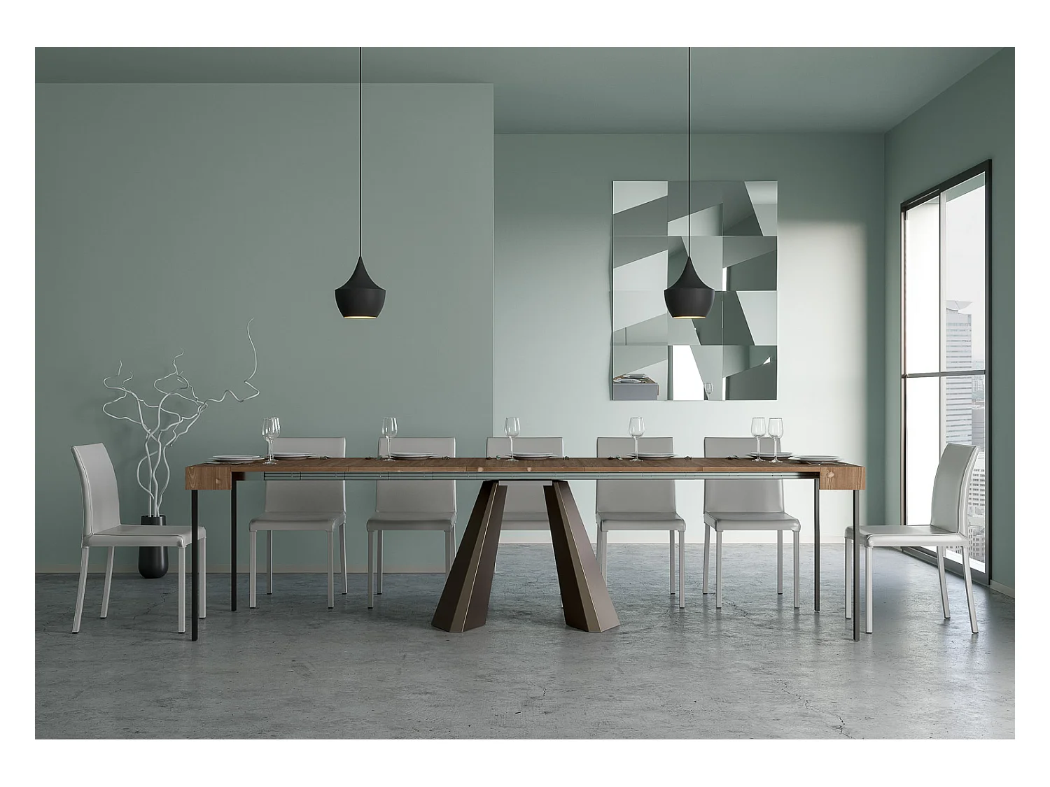 Console extensible 90x40/290 cm Structure Ours Sapin Teint Diamant