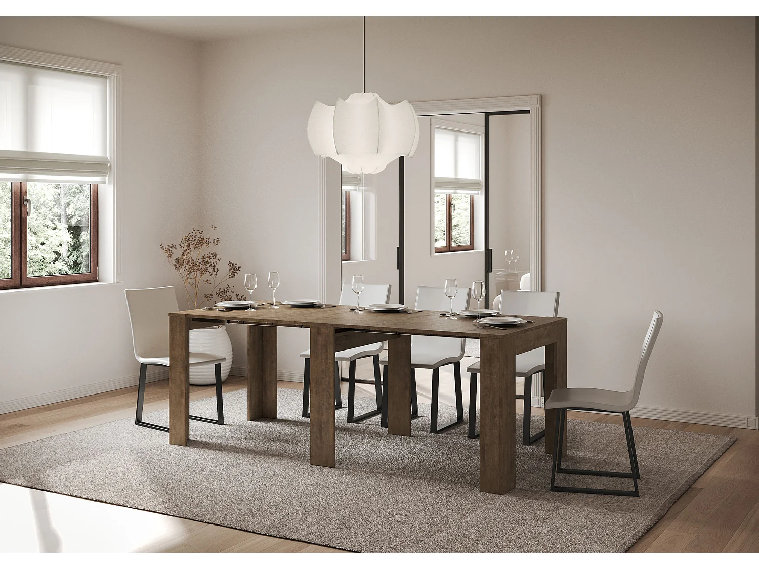 Console Extensible 90x25/181 cm Slick noyer