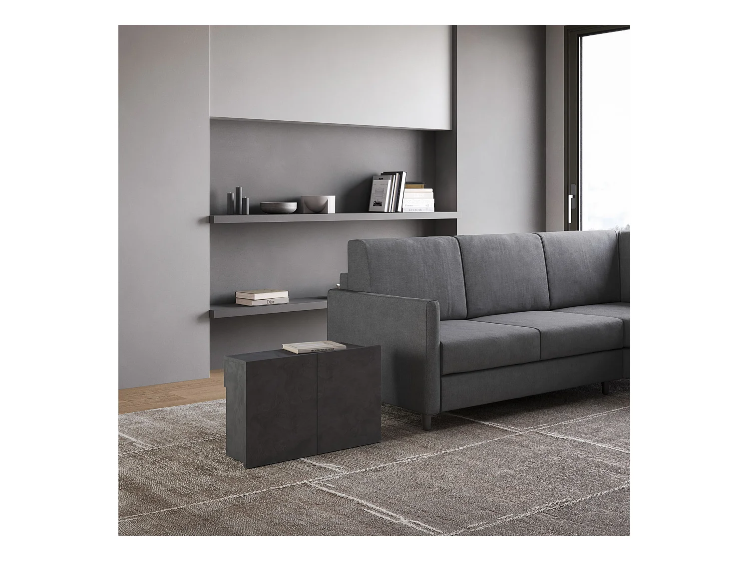 Banc inférieur extensible 26x72/300 cm Evolve Anthracite Spatulé rallonges internes
