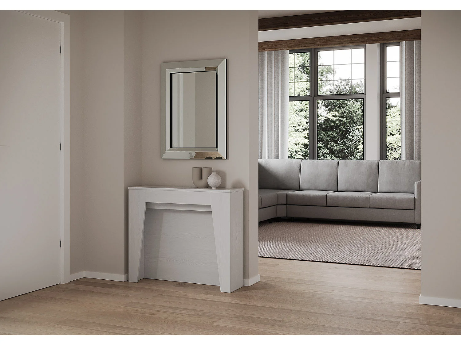 Ausziehbare Konsole 90x25/211 cm Anea White Ash