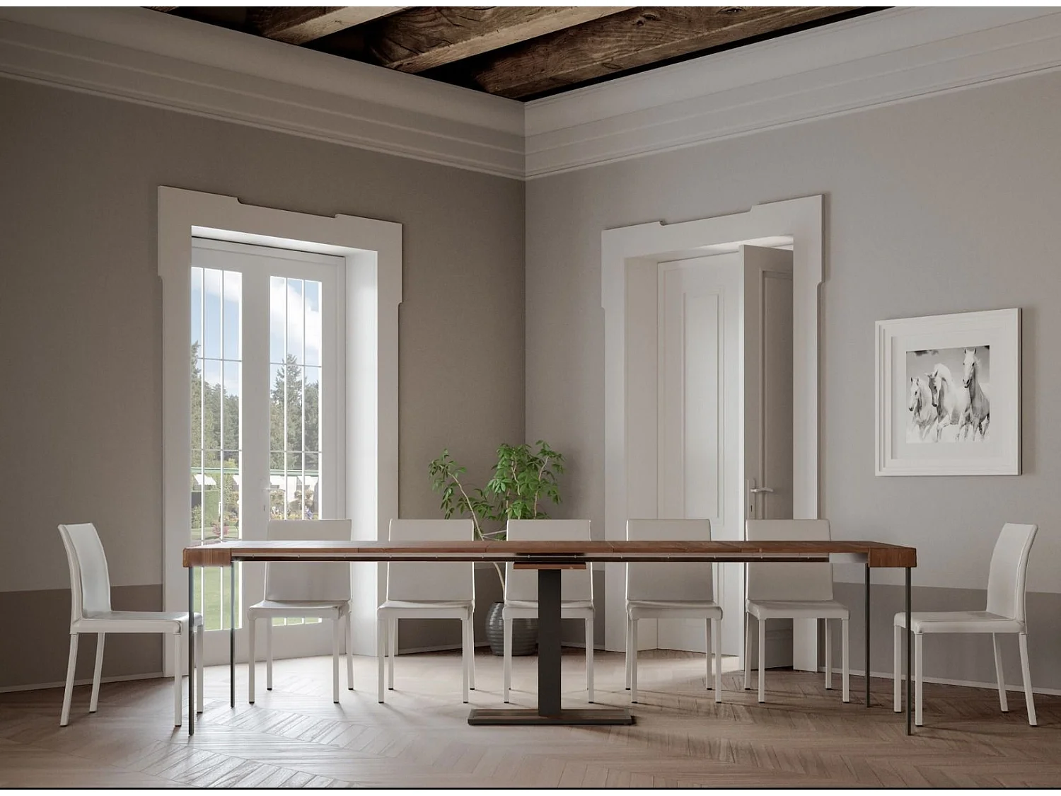 Rozkładana konsola 90x40/290 cm Struktura Capital Evolution Fir Dyed Antracyt