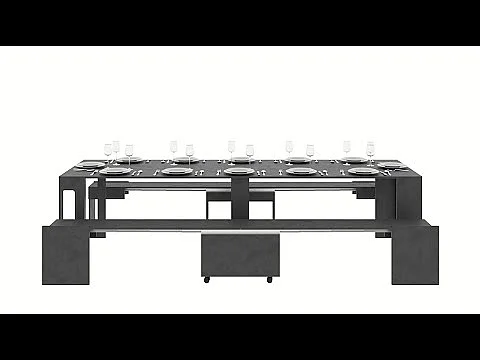 Console extensible 90x42/302 cm Evolve chêne nature rallonges internes avec banc inférieur