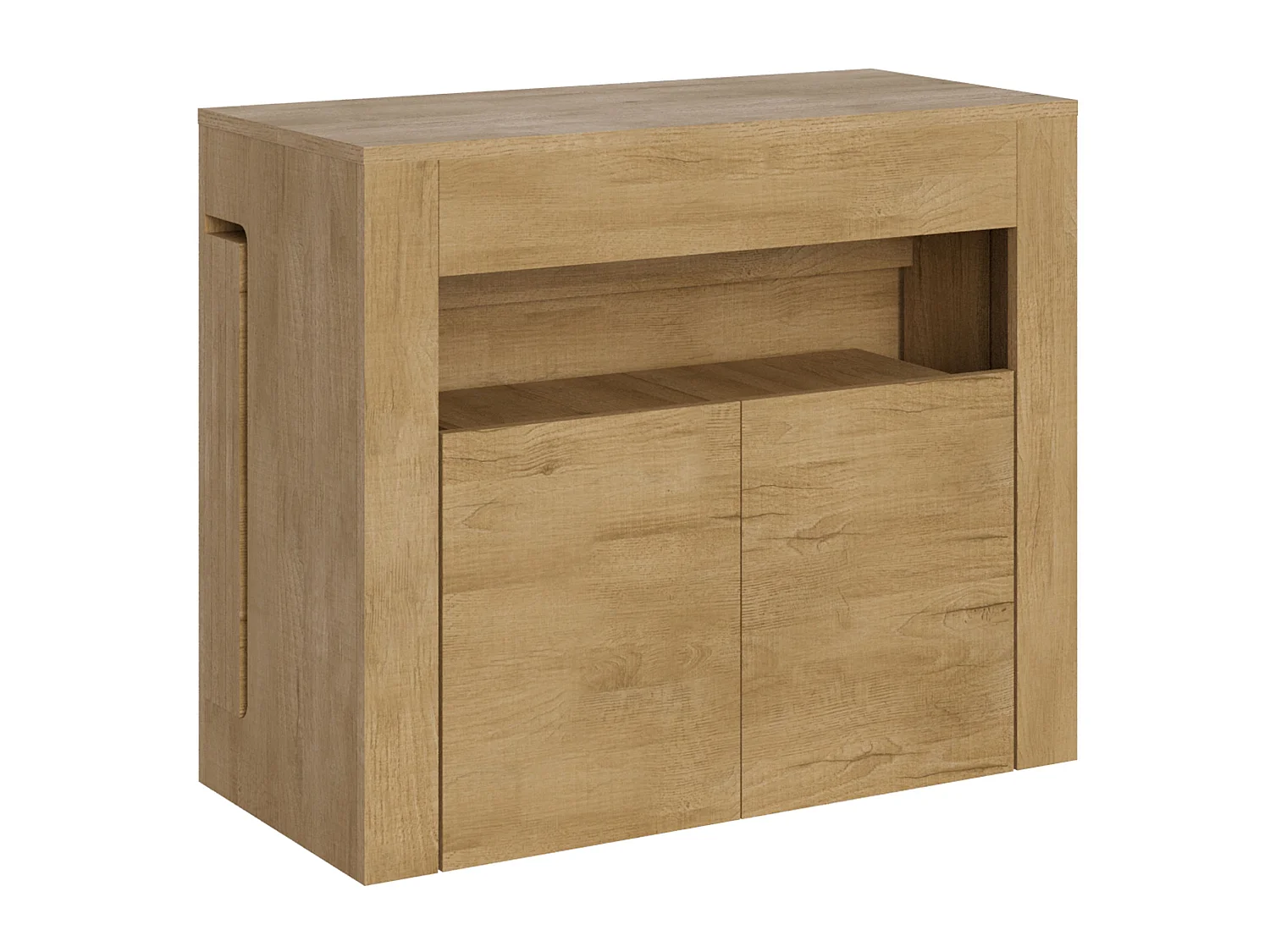Console extensible 90x42/302 cm Evolve chêne nature rallonges internes avec banc inférieur