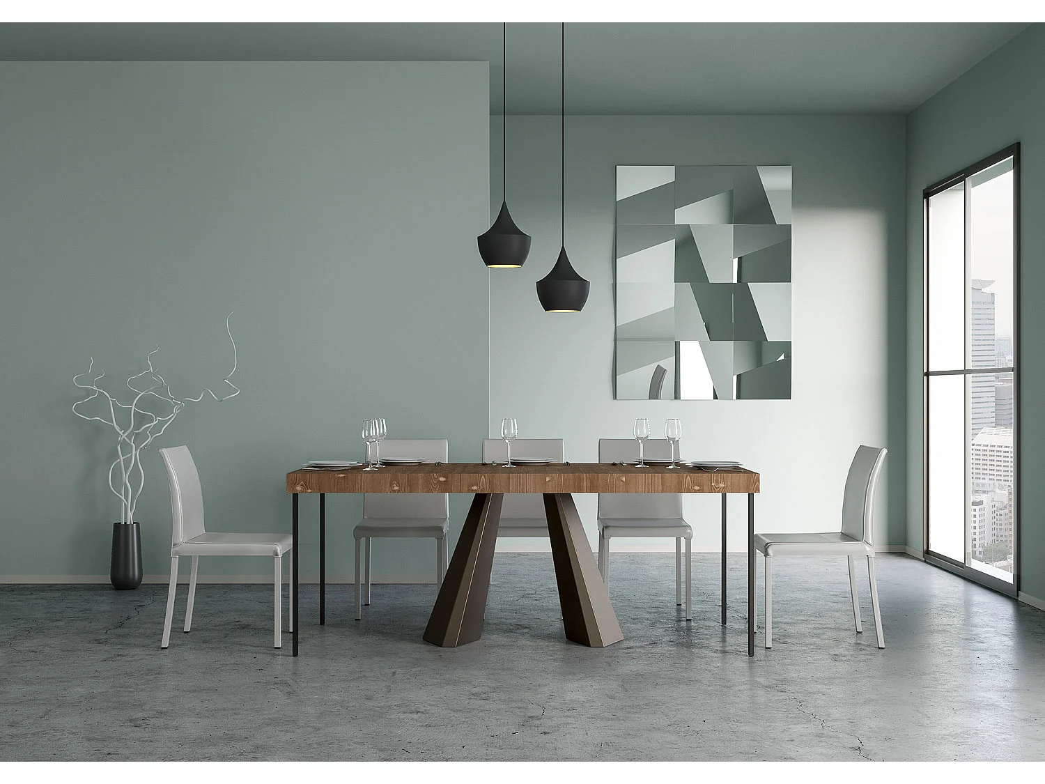 Mesa de console extensível 90x40/290 cm Diamante Premium Stained Fir Bear frame