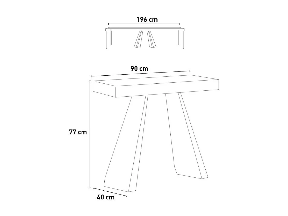Uitschuifbare console 90x40/190 cm Diamante Small Premium Getint Fir Bear-frame