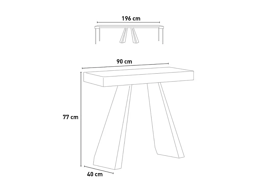 Consolle allungabile 90x40/190 cm Diamante Small Premium Abete Tinto telaio Orso