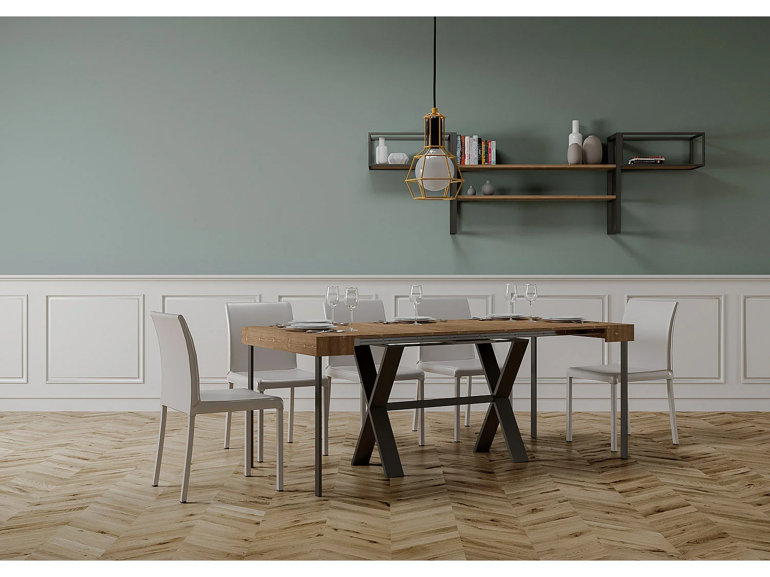 Rozkładana konsola 90x40/290 cm Xenia barwiona jodła antracytowa