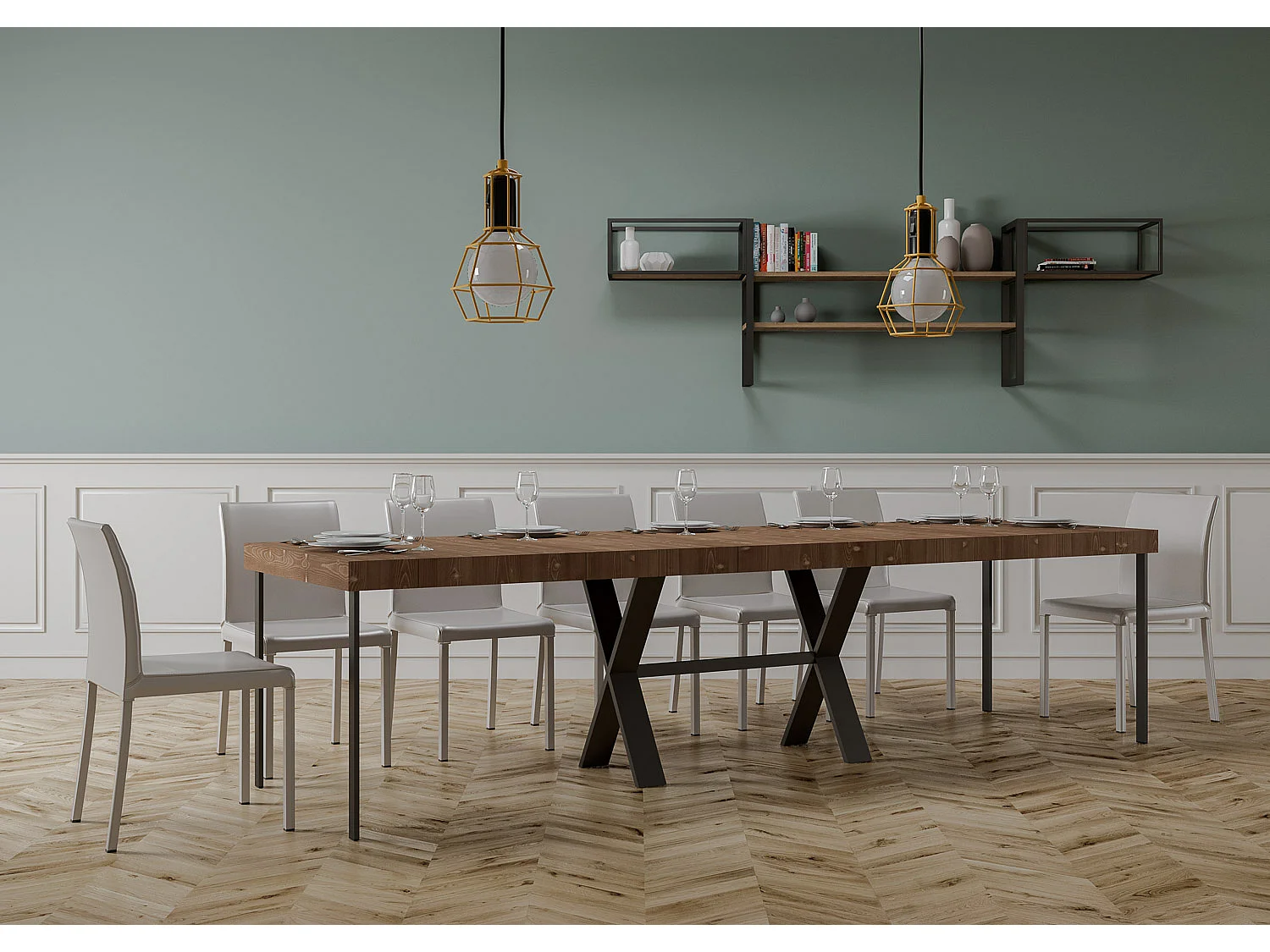 Rozkładana konsola 90x40/290 cm Xenia Premium barwiona jodła antracytowa