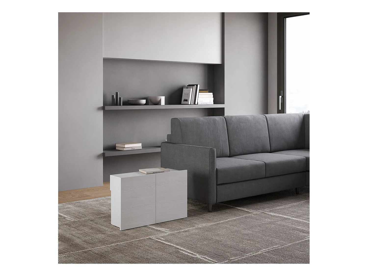 Banc inférieur extensible 26x72/300 cm Evolve Frêne Blanc rallonges internes