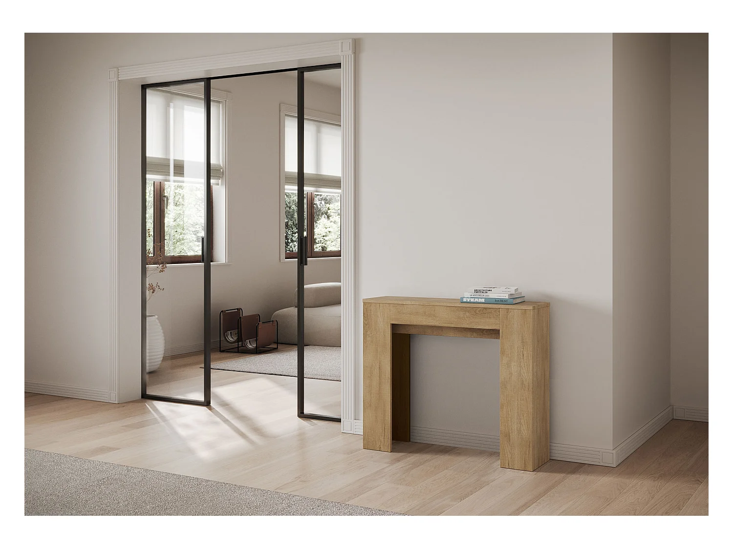 Console Extensible 90x25/181cm Slick Chêne Nature