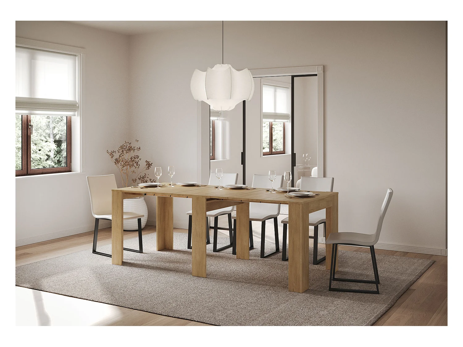 Console Extensible 90x25/181cm Slick Chêne Nature