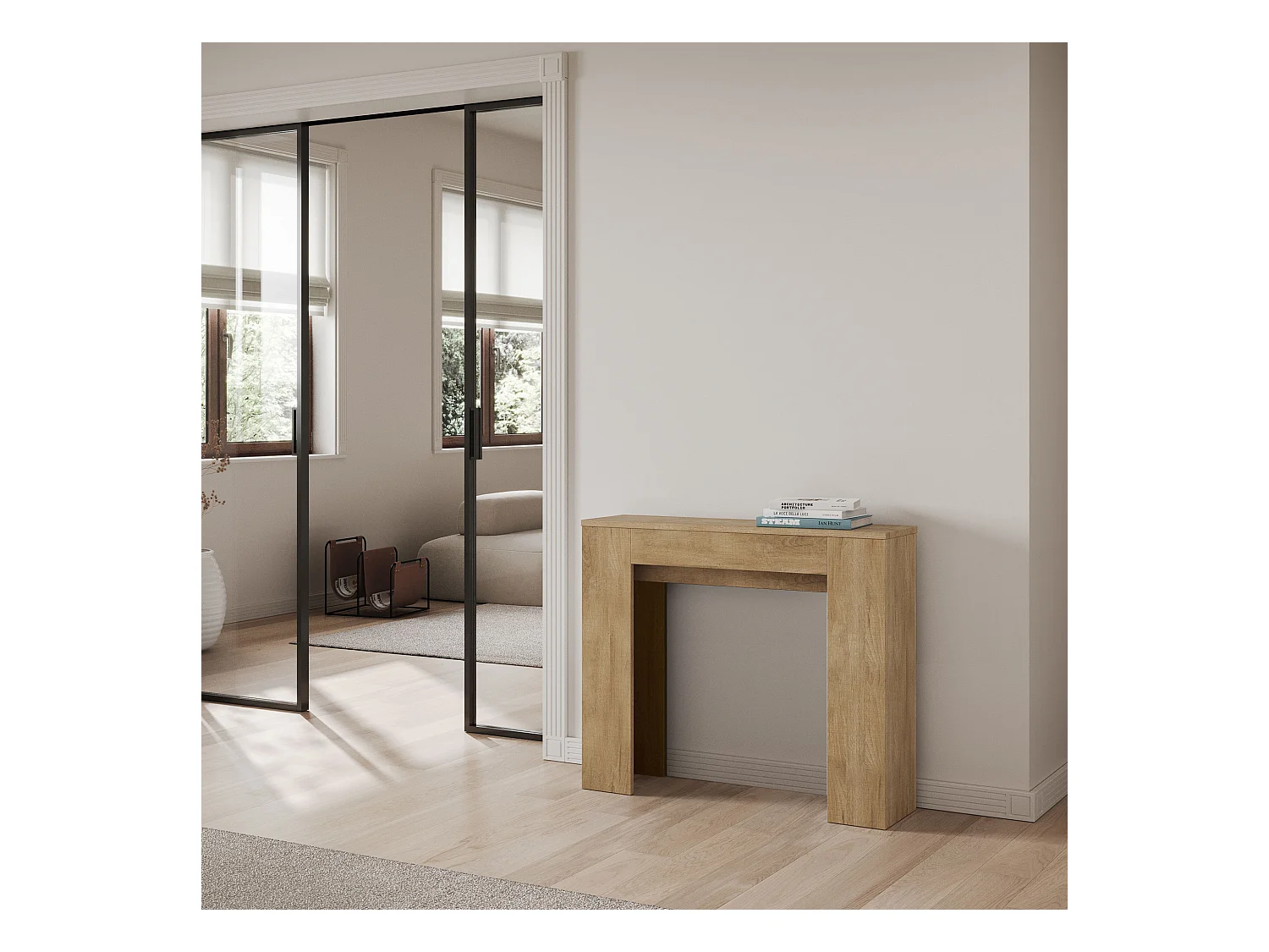 Console Extensible 90x25/181cm Slick Chêne Nature