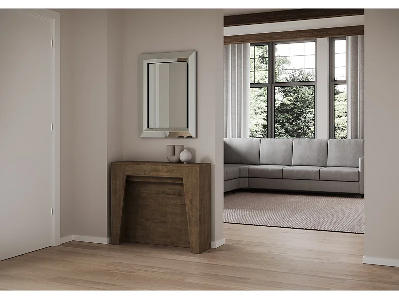 Console Extensible 90x25/211 cm Anea noyer rallonges internes