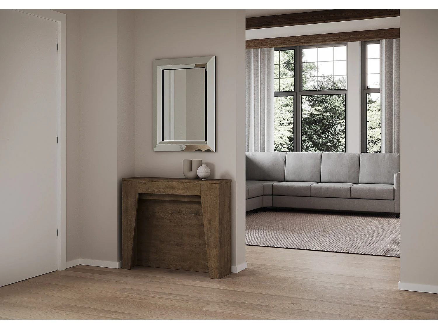 Ausziehbare Konsole 90x25/211 cm Anea Noce