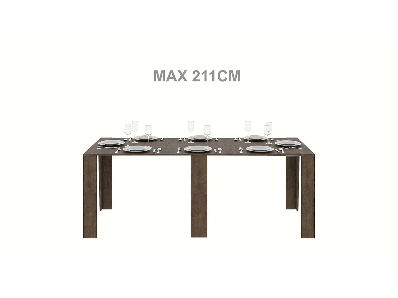 Consolle allungabile 90x25/211 cm Anea noce allunghe interne