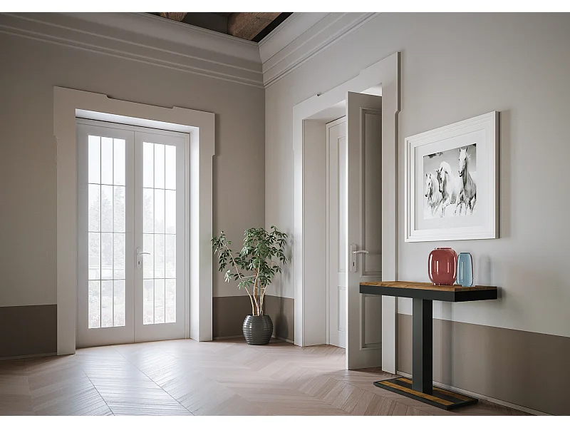 Wysuwana konsola 90x40/190 cm Capital Small Evolution Fir Dyed Structure Antracyt