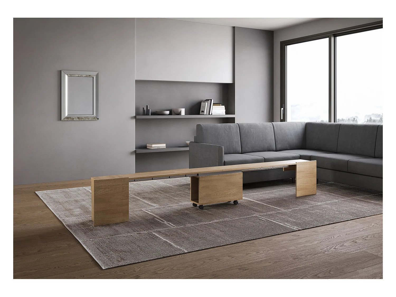 Panca inferiore allungabile 72x26/300 cm Evolve Quercia Natura