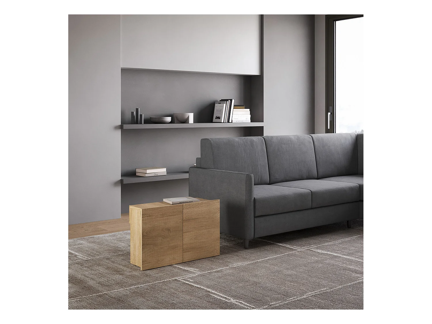 Banc inférieur extensible 26x72/300 cm Evolve Chêne Nature rallonges internes