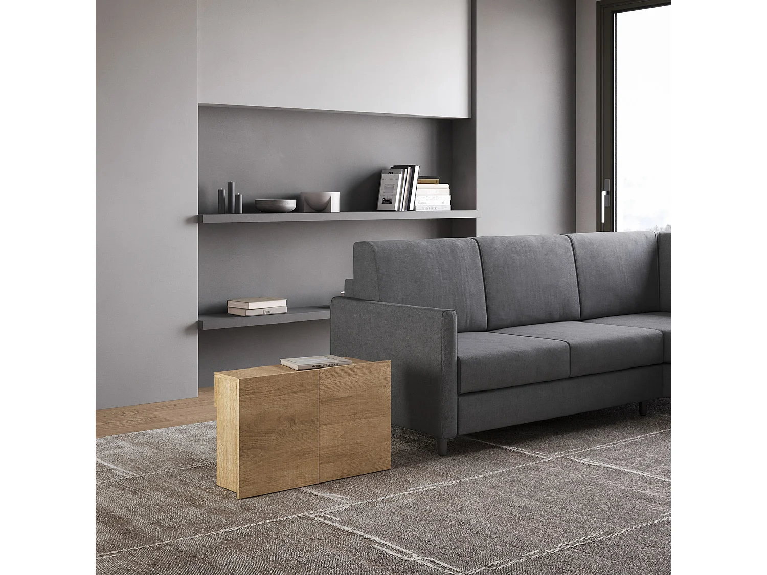 Panca inferiore allungabile 26x72/300 cm Evolve quercia natura allunghe interne