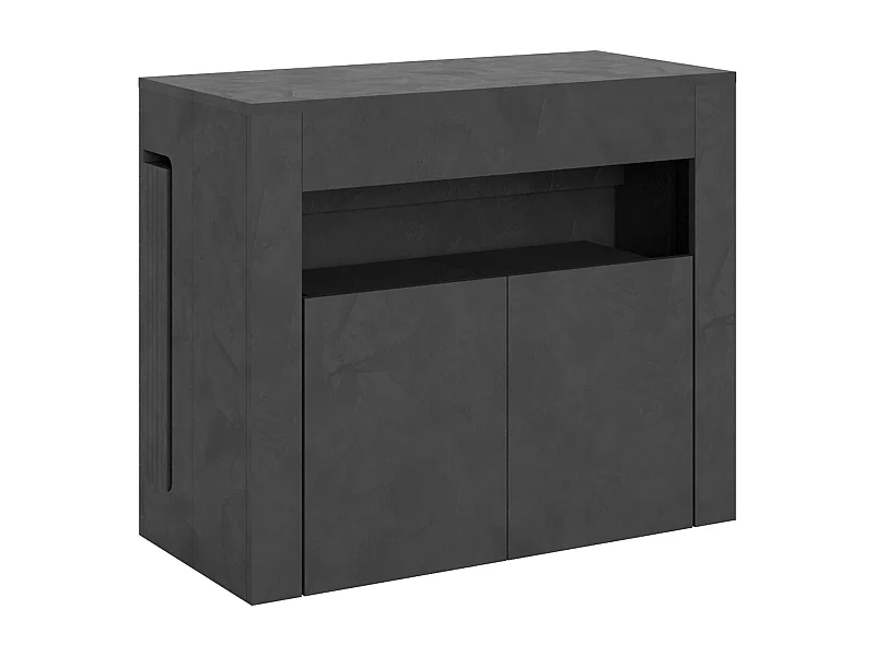 Console extensible 90x42/302 cm Evolve anthracite spatulé rallonges internes avec banc inférieur