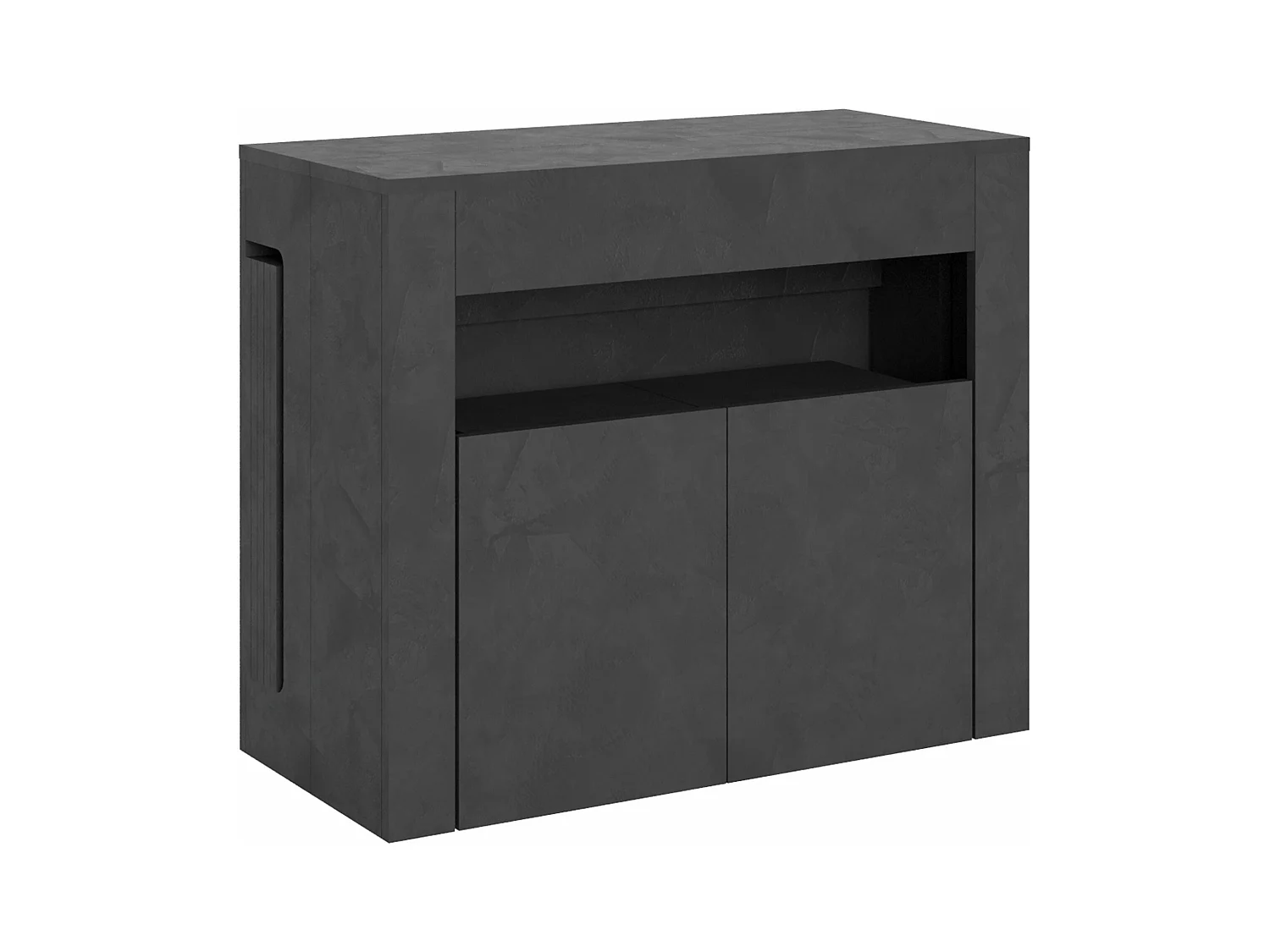 Console extensible 90x42/302 cm Evolve Anthracite Spatulé rallonges internes avec banc inférieur