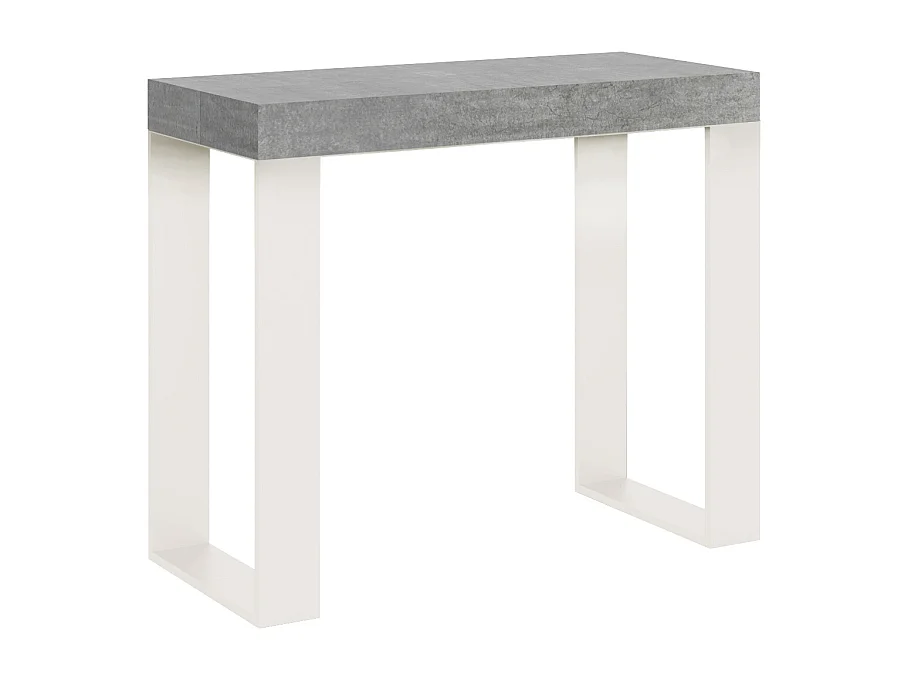 Ausziehbarer Konsolentisch 90x40/300 cm Tecno Nussbaum mit weißem Eisenrahmen