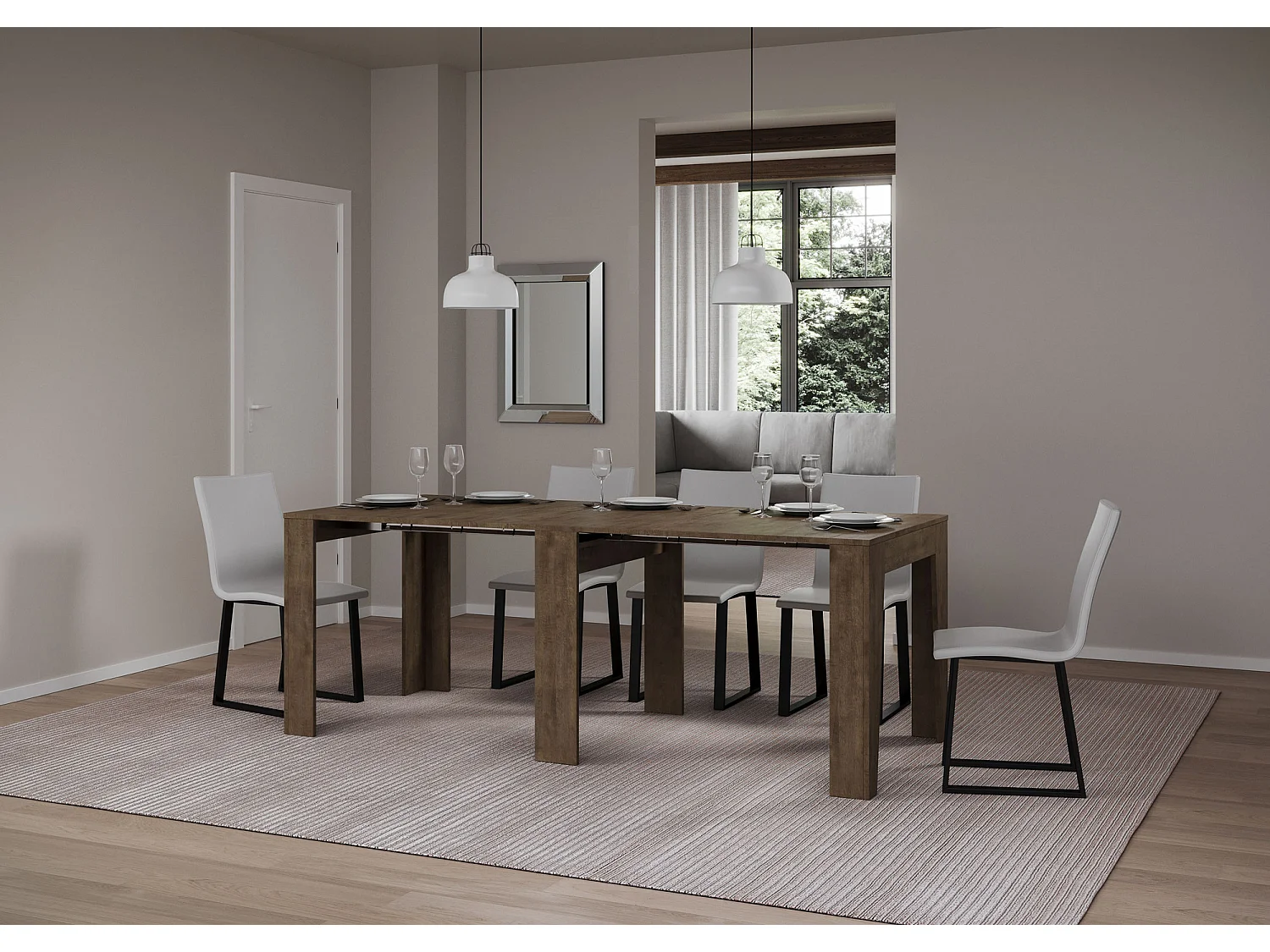 Consola extensible 90x25/181 cm Narrow nogal