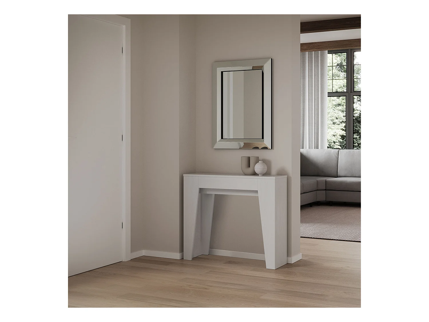 Console Extensible 90x25/181cm Narrow Frêne Blanc