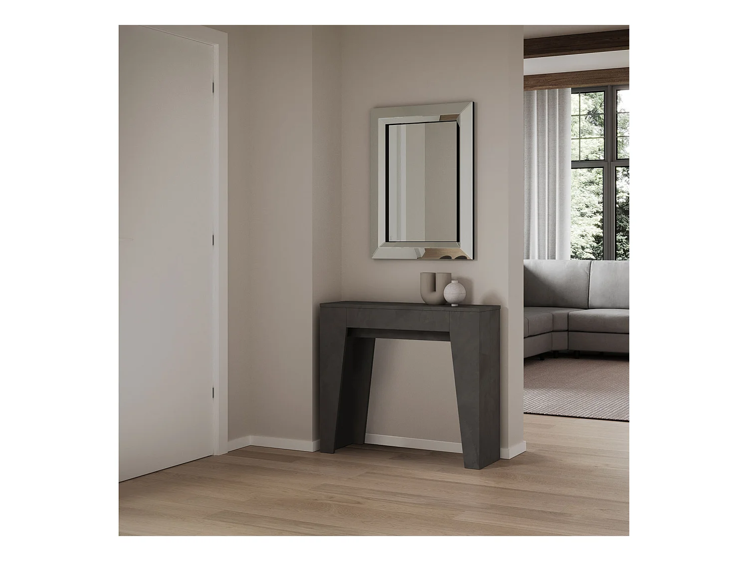 Console Extensible 90x25/181cm Narrow Anthracite Spatulé