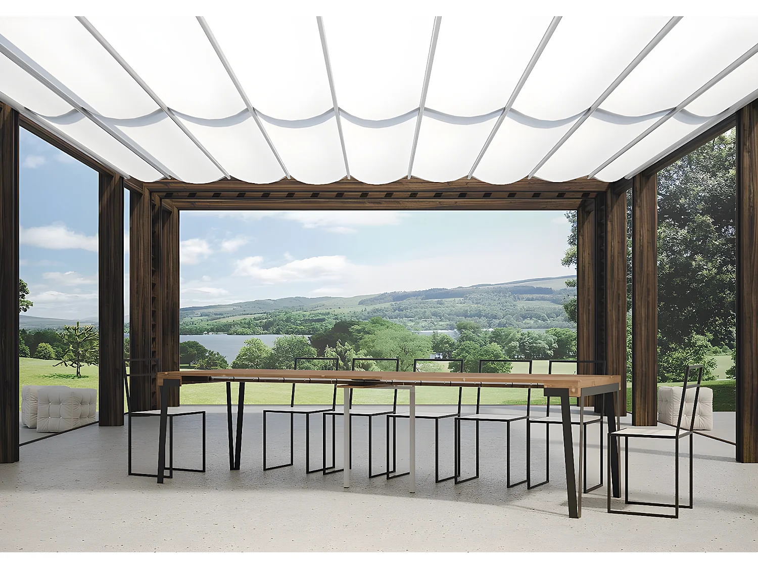 Ausziehbare Konsole 90x40/290 cm Rio Tinto Fir mit Rostrahmen