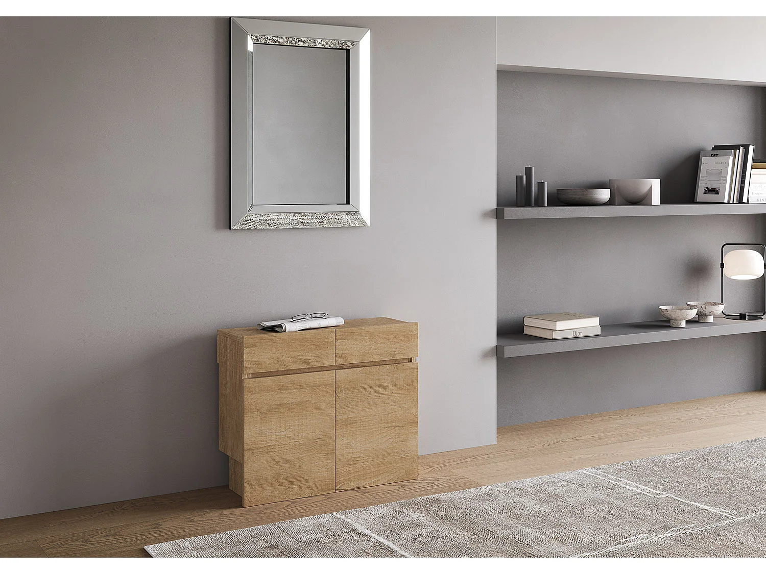 Bancos extensible inferior y superior 26x72/300 cm Evolve roble natural extensiones internas