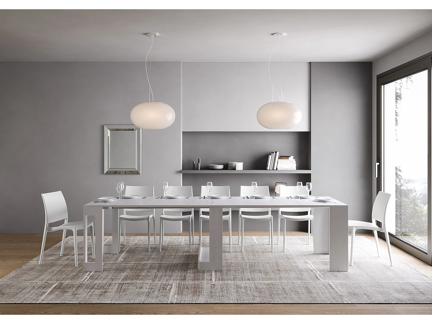 Uitschuifbare console 90x42/302 cm Evolve White Ash