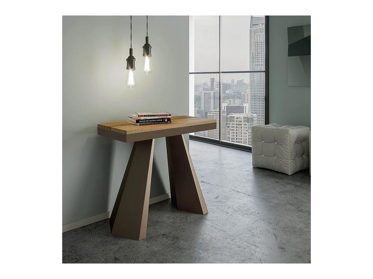 Table console extensible 90x40/290 cm Diamante Evolution en sapin teinté