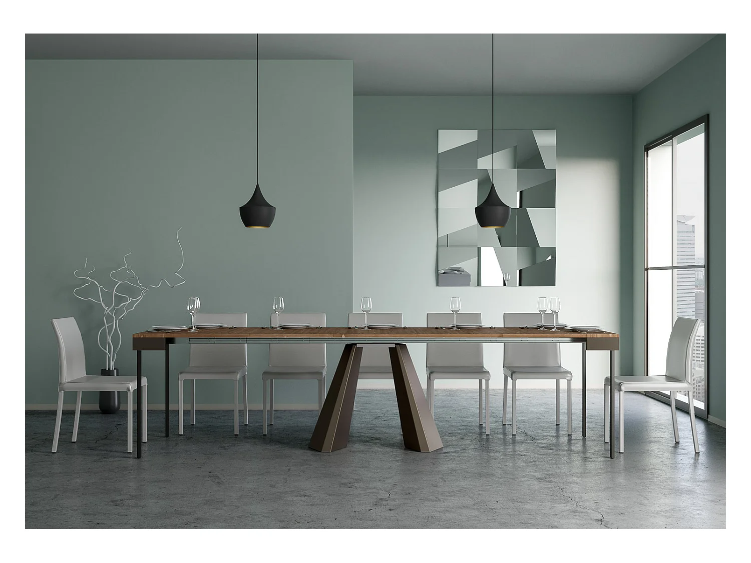 Table console extensible 90x40/290 cm Diamante Evolution en sapin teinté