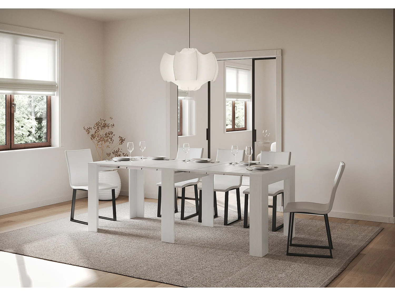 Console Extensible 90x25/181 cm Slick frêne blanc