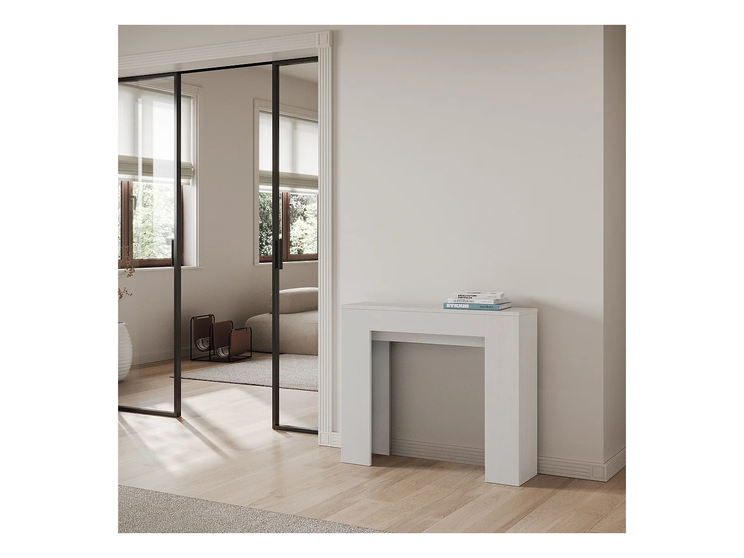 Console Extensible 90x25/181cm Slick Frêne Blanc