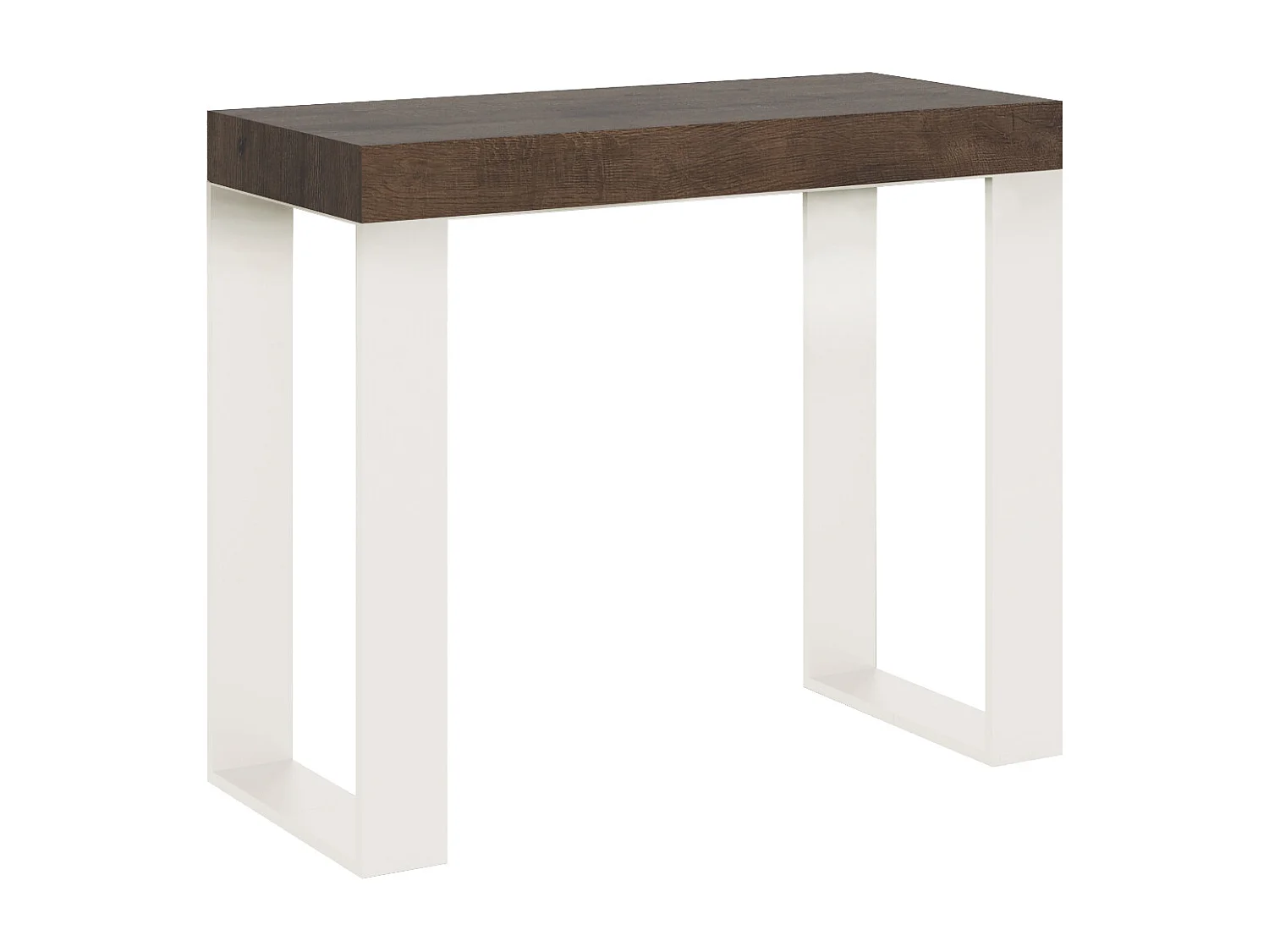 Ausziehbarer Konsolentisch 90x40/196 cm Tecno Small Zement mit weißem Eisenrahmen