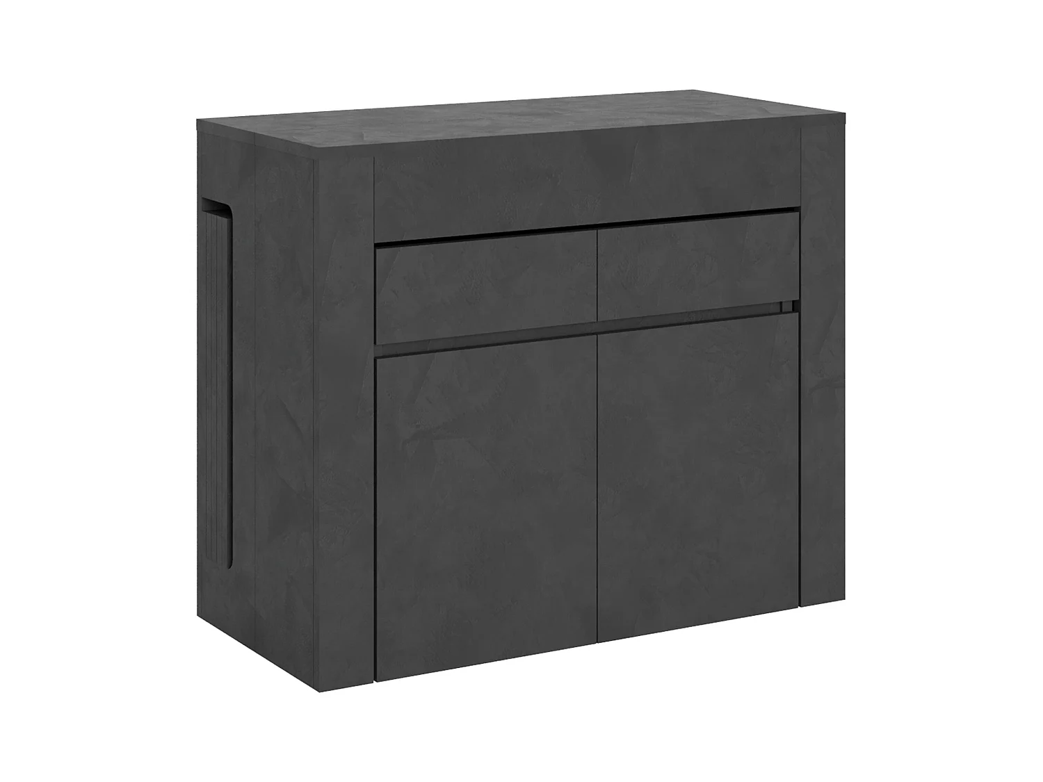 Console extensible 90x42/302 cm Evolve Anthracite Spatulé rallonges internes avec bancs inférieur et supérieur