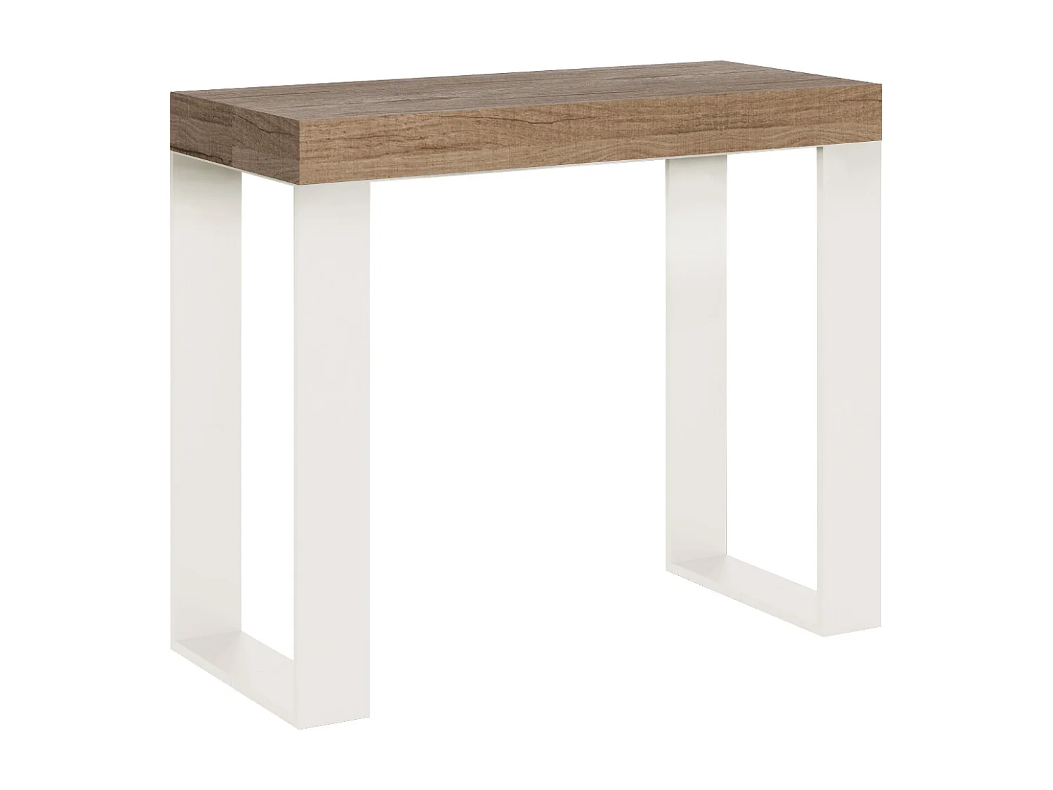 Ausziehbare Konsole 90x40/196 cm Tecno Small Oak Nature mit weißem Rahmen