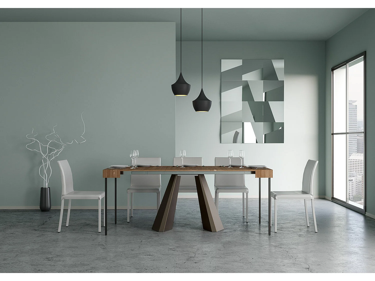 Console extensible 90x40/190 cm Diamante Petit Sapin Teinté Structure Ours