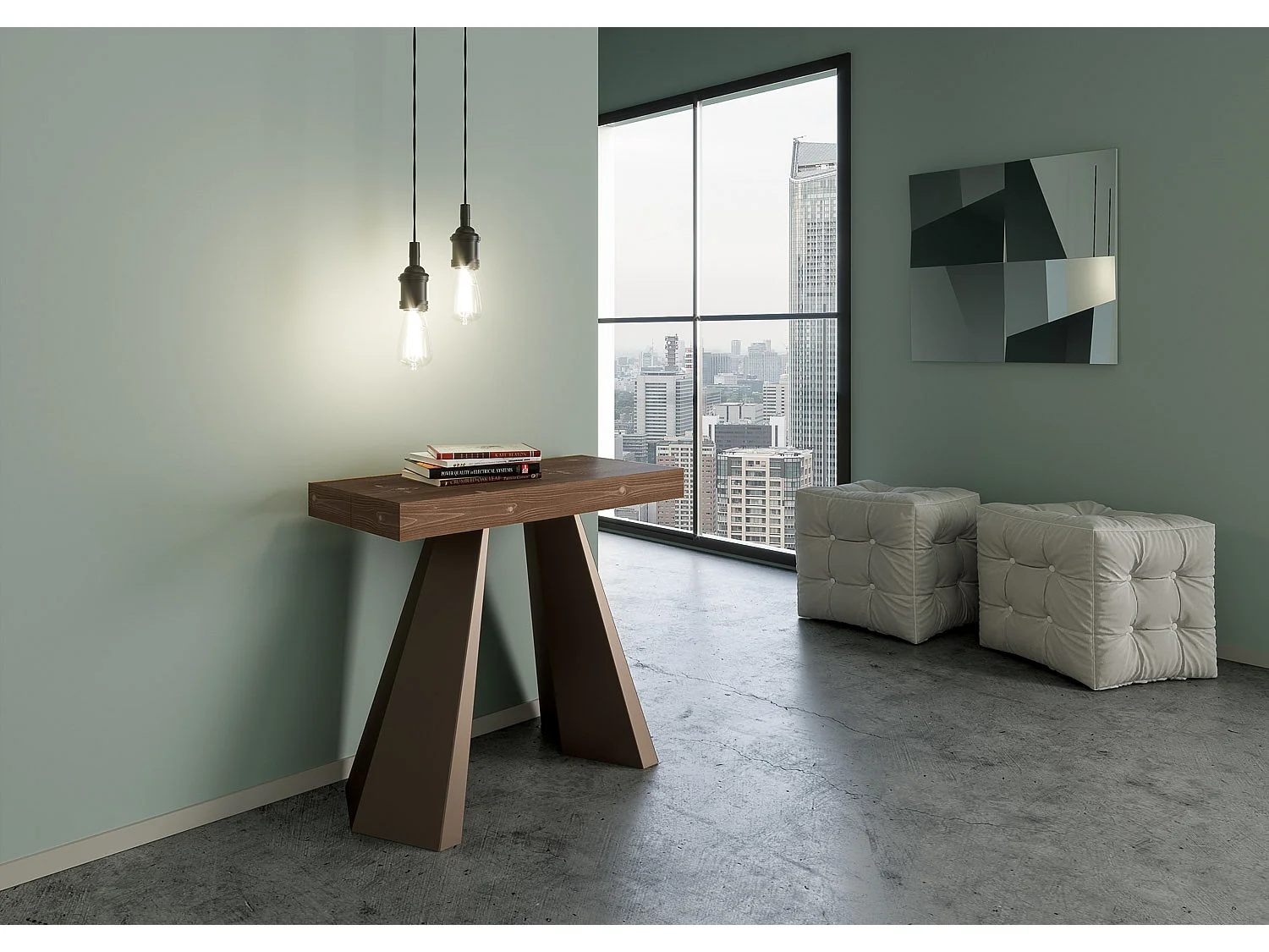 Console extensible 90x40/190 cm Diamante Petit Sapin Teinté Structure Ours