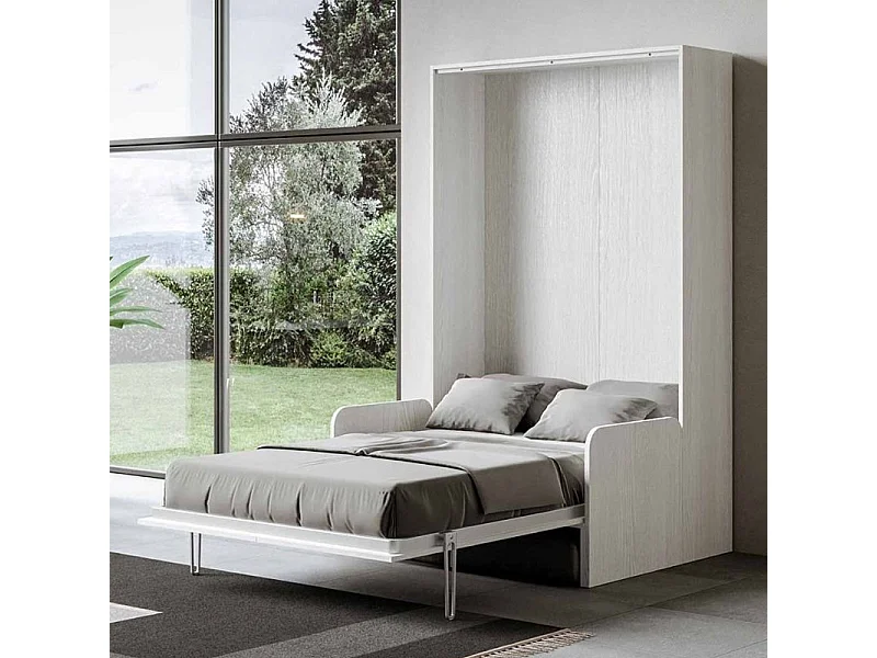 Letto 140 Sofà Kentaro verticale a scomparsa Bianco Frassino