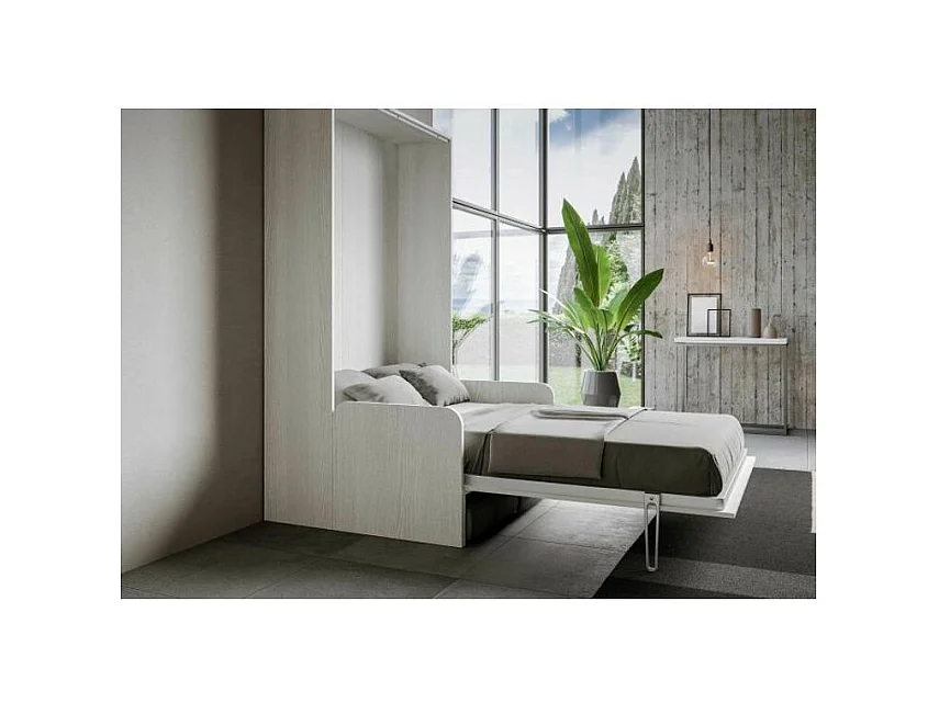 Letto 140 Sofà Kentaro verticale a scomparsa Bianco Frassino